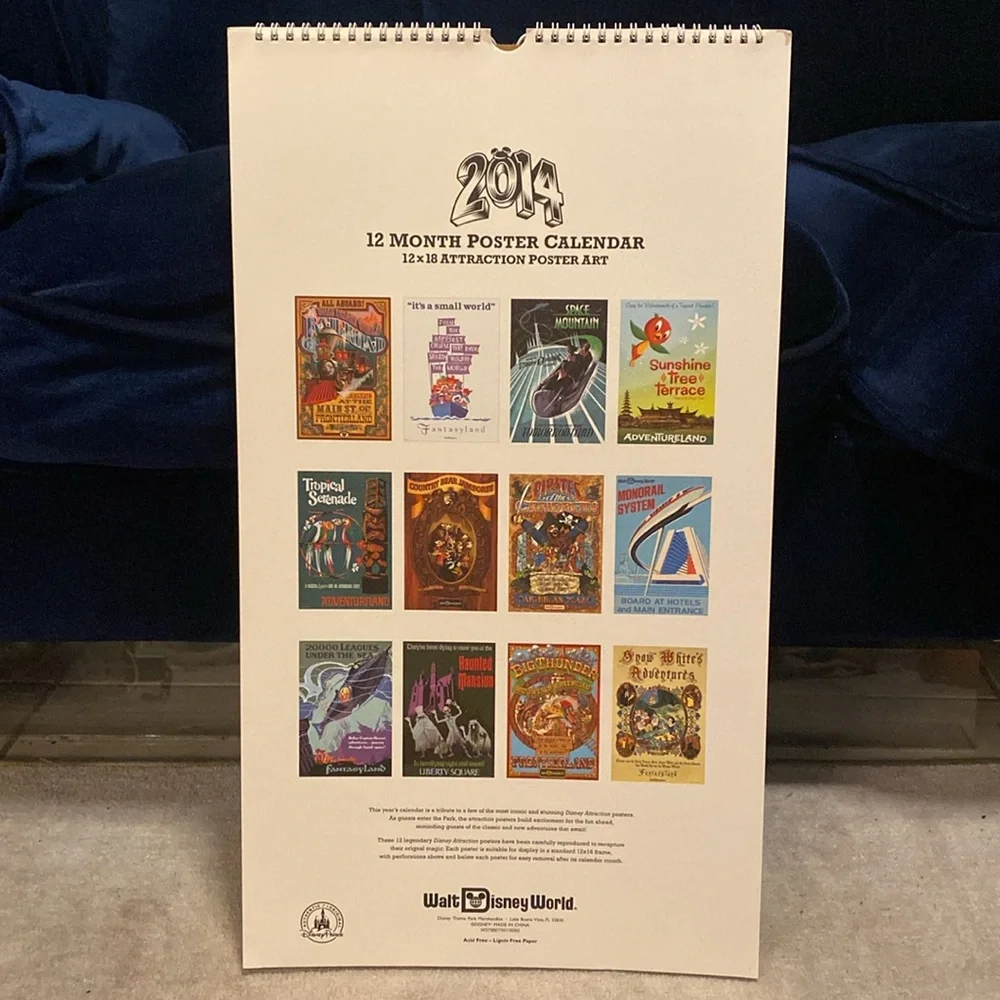 Disney 2014 12 month attraction calendar poster